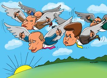 Путин ведет за собой стаю журавлев. Журавлинный клин. Миллер Газпром, Костин ВТБ, Сечин Роснефть. Возможен разворот на Восток.