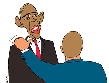 Карикатура о брате. Хлопает по плечу Обаму.