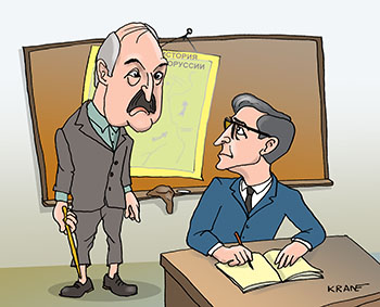 Карикатура про Лукашенко. Доживем до понедельника. Кадр из фильма. Вы историю знаете? Тихонов в роли учителя. Лукашенко отвечает у доски.