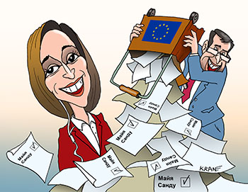 Карикатура про Майя Санду выбрана президентом Молдавии. Много голосов она получила из-за границы.