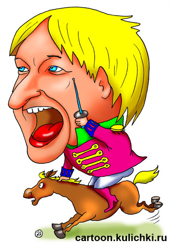 Дмитрий Харатьян на коне со шпагой