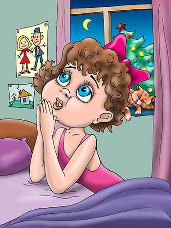Иллюстрация к книжке Александра Новопашина "СКазки бабы Зины" Девочка перед сном молится