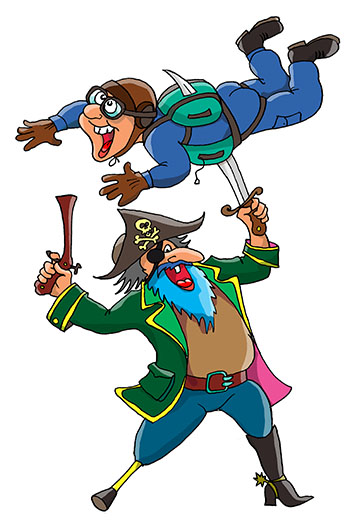 Карикатура про Пират и парашютист 