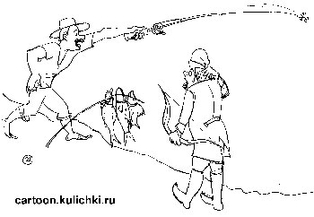 Комикс про Ивана Царевича и лягушку царевну. Иван увидел рыбака с удочкой.
