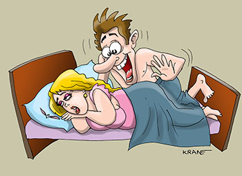 Карикатура про сон. Муж спит с женой